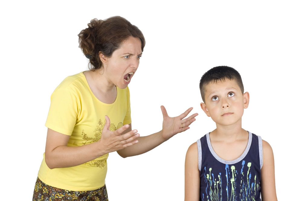 boy ignoring his mother